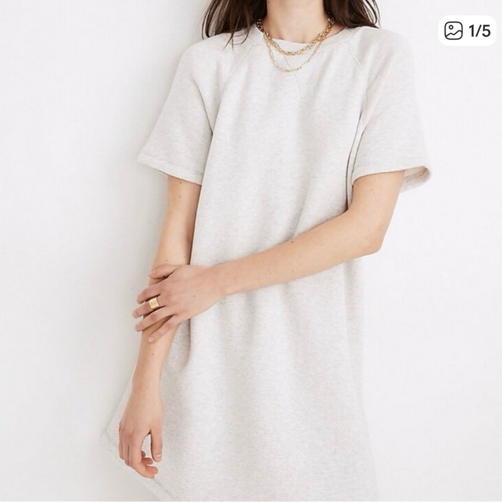 NWT Madewell Airterry Ivory Shirt Dress Short Sleeve Size L